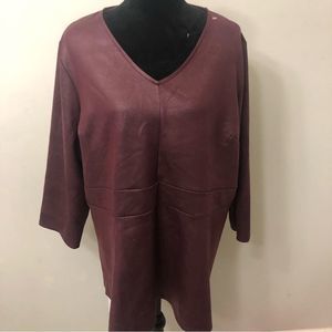 LANE BRYANT Plus Size 22/24  Crepe Long Sleeve Blouse Semi Sheer